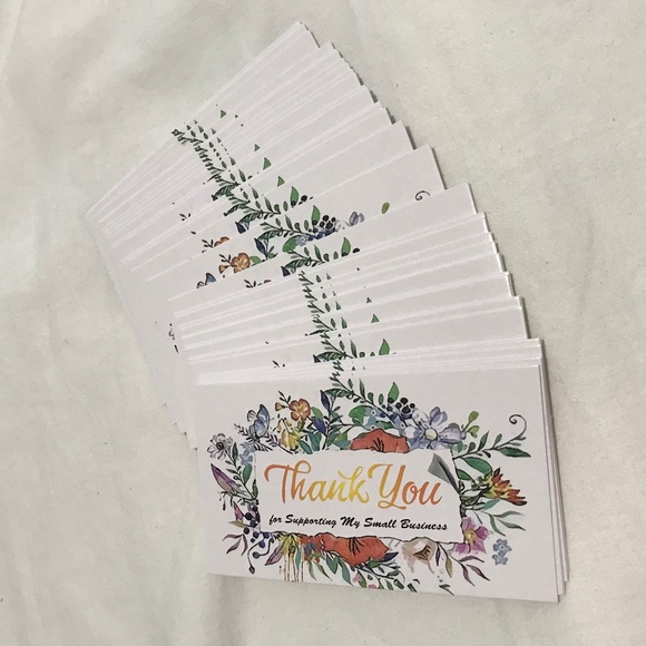 NEW 36 Pcs Floral Thank You For Supporting My Small Business Cards - Picture 1 of 3